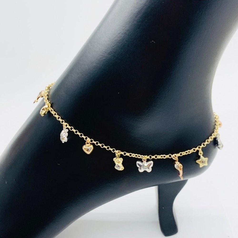 Real 10k Gold dangling Ankle Bracelet